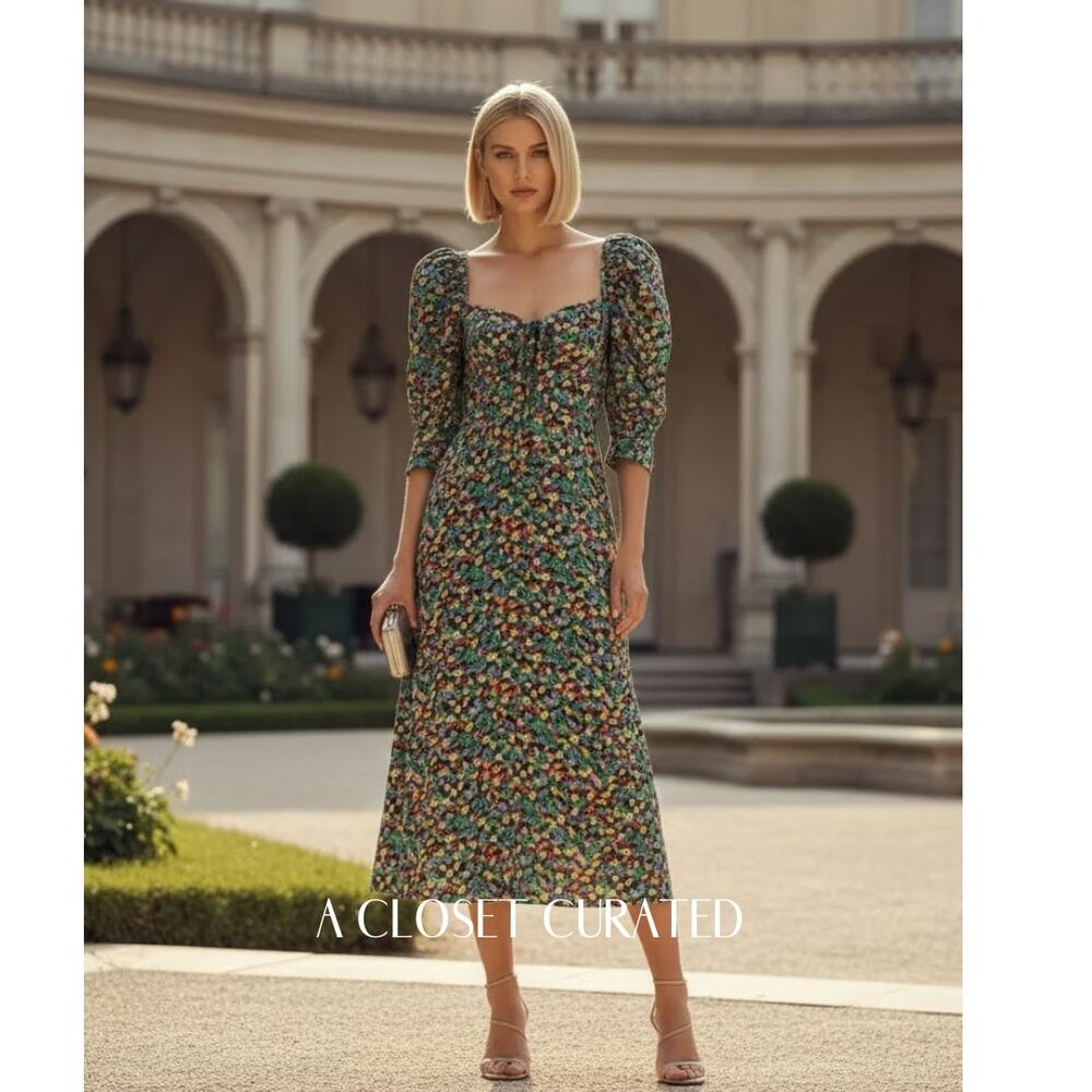 RIXO Luisa Floral Maxi Dress Multicolor New 6